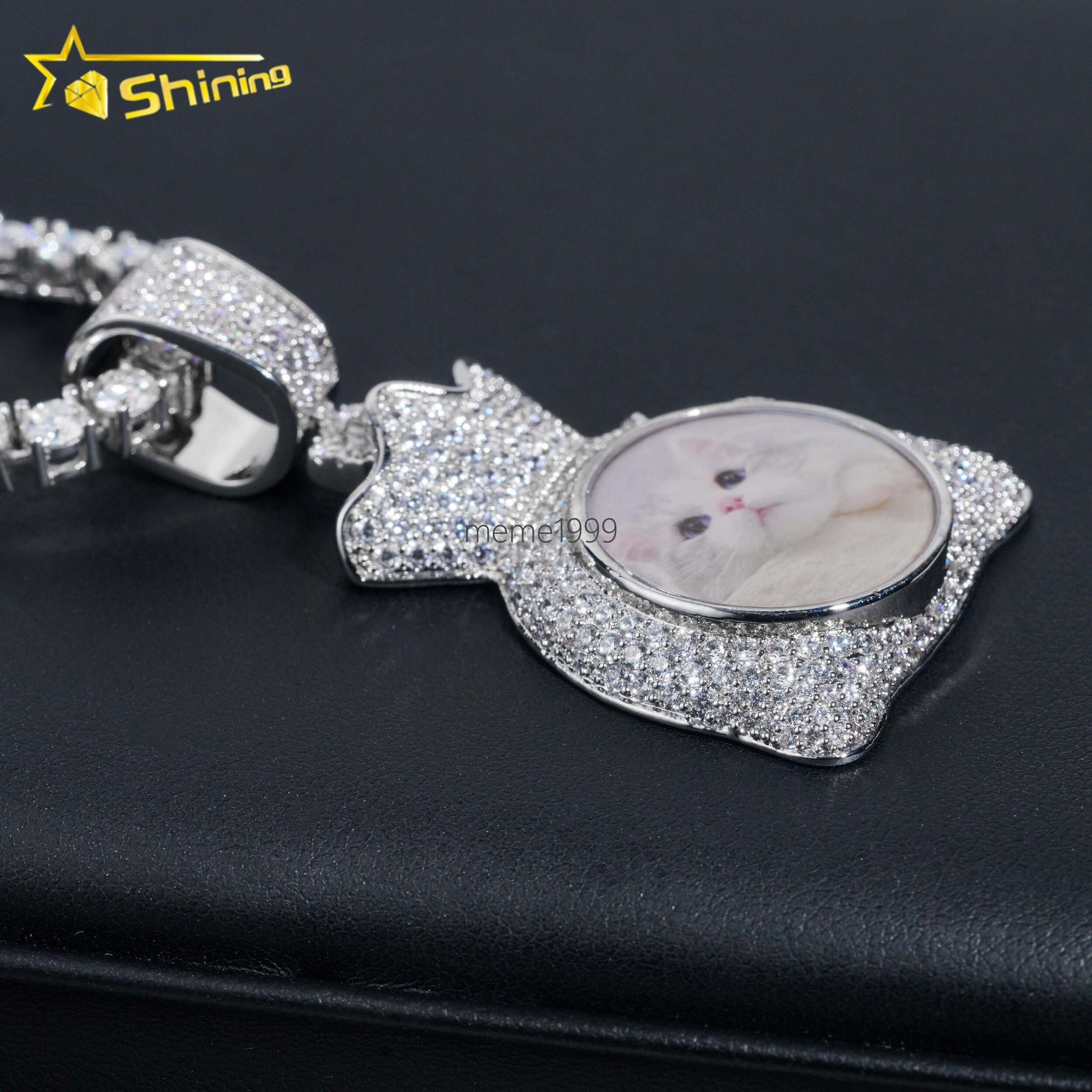 Top Quality 925 Silver Money Bag Memory Custom VVS Moissanite Diamond Picture Pendant