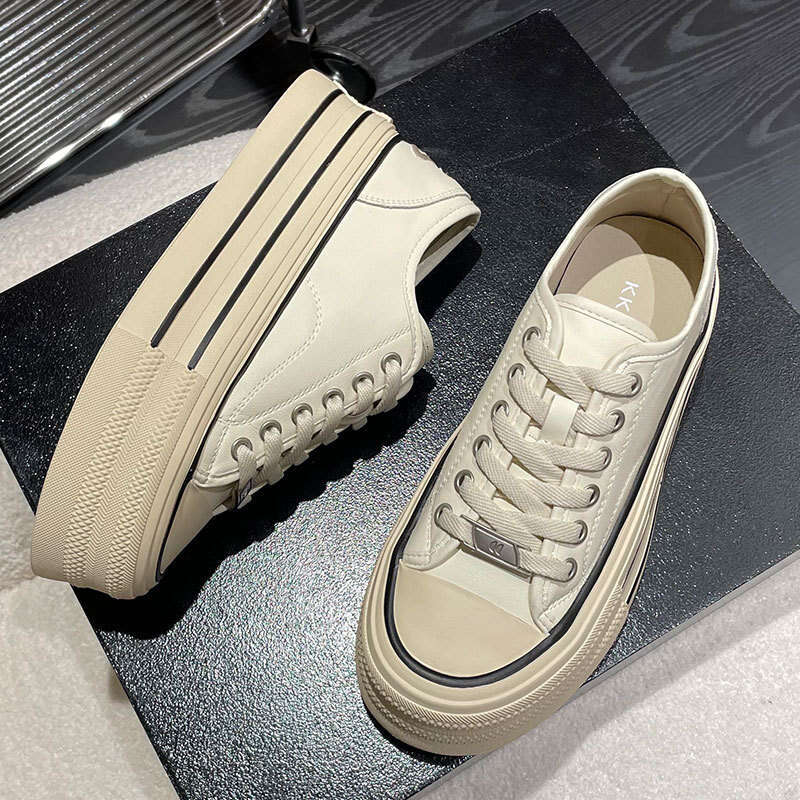 Platform Canvas for Women 2025 Spring New Style Petite Casual Sports Sneakers Versatile White Chunky Shoes
