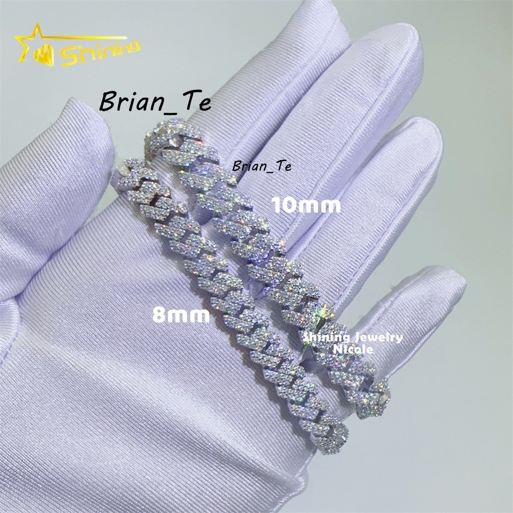 Wholesale Price Best Quality 925 Silver Custom Necklace Jewelry 8mm 10mm Iced Out Moissanite Cuban Link Chain