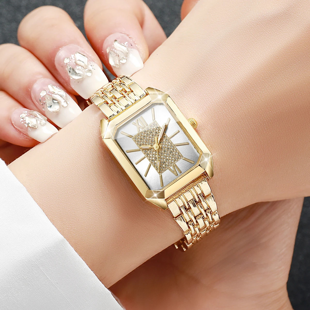 Fashion Rectangle Women Watches Ladies Stainless Steel Strap Quartz Wristwatches Reloj MujerWithout Box 250818
