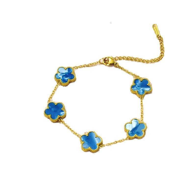 Titanium Lucky Five-Leaf Clover Gradient Bracelet Light High-End Feel Women's Stainless Steel Jewelry