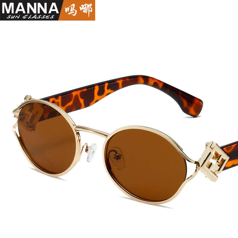 New Oval Full Frame Designer Fashion Letter F Decoration Glasses Trendy UV Protection Sunglasses