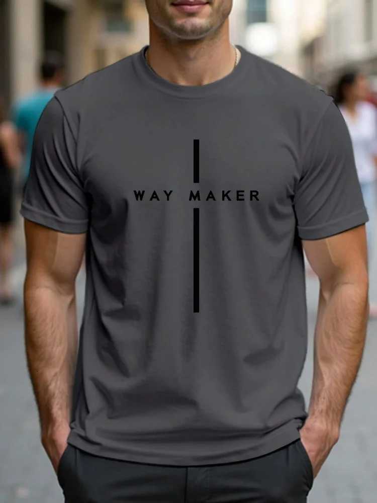 Summer mens casual sports loose oversized simple letter pattern printed round neck short sleeved T-shirt top Y250819