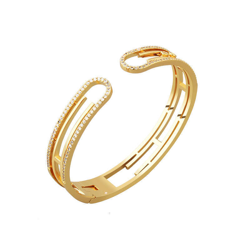 Japanese and Korean Simple Micro Inlaid Zircon Open H Letter Elegant Hollow Couple Bracelet Live Hot Item