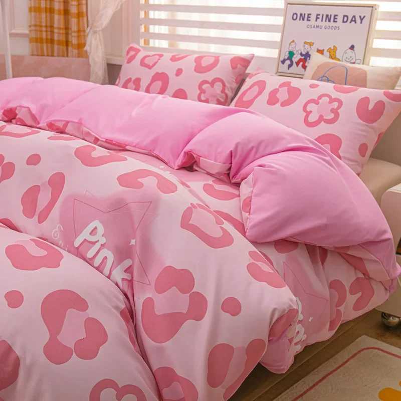 Pink Leopard Print Duvet Cover Set Animal Cheetah Pattern Comforter Covers Set Girly Bedding Set for Teens Women Bedroom Decor Y250819
