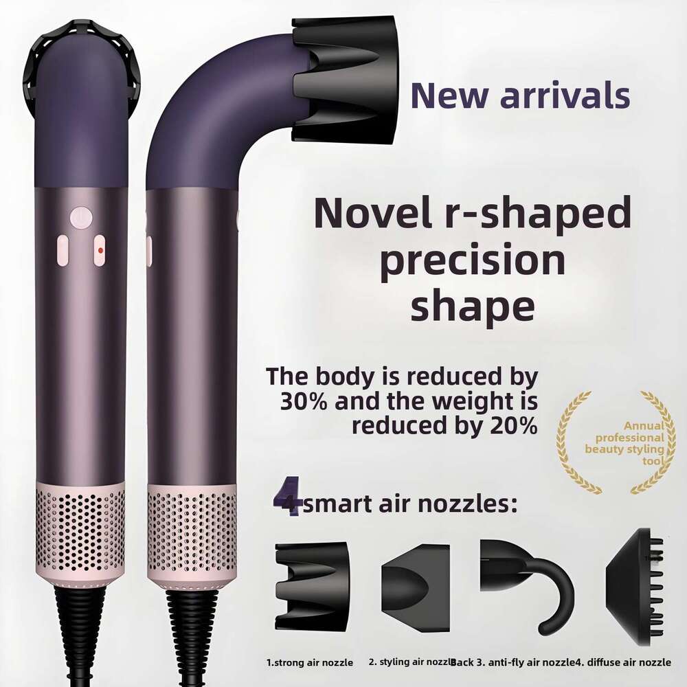 New Hd18 Curved Pipe Negative Ion Salon High-Speed Electric Home Use Hair Dryer