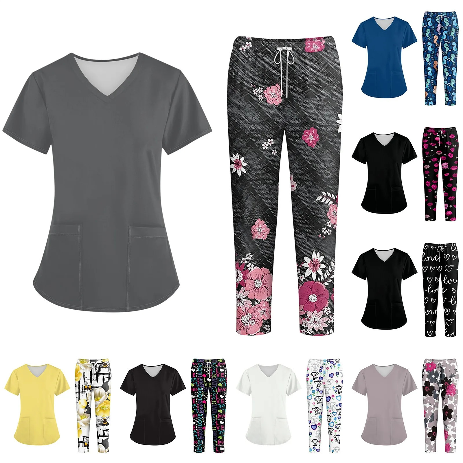 Unisex Uniforms Men Women Clothes Beauty Costume Nurse Scrubs Sets Doctor Dentist Workwear Clinical Tops Pants 250821