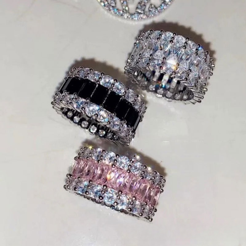 Elegant Square Cut Crystal Engagement Jewelry for Her