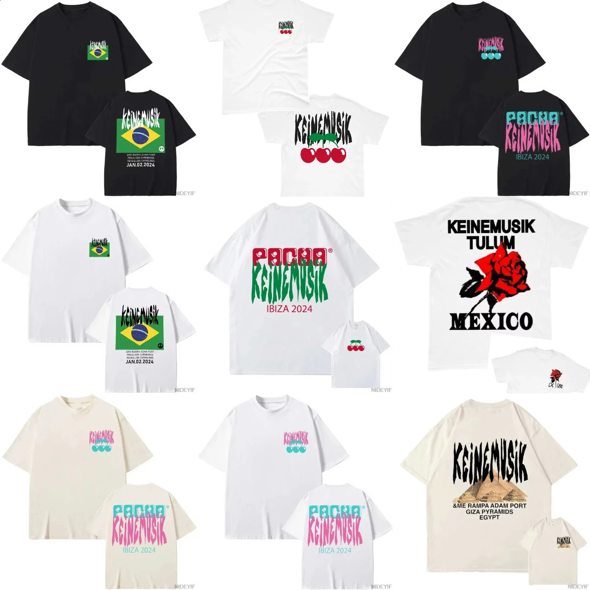25SS T-shirt Women Casual Cotton Short Sleeves Keinemusik X Pacha T Shirt Men Print Street Men Hip Hop Oversized Tops Clothes 250821