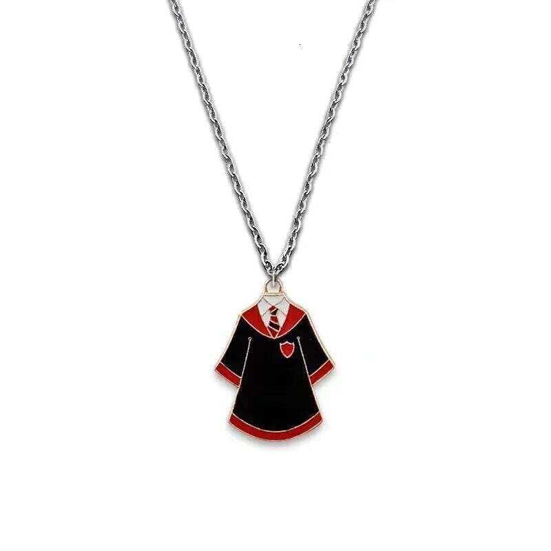 DHcollections Harry Potter Hermione Necklace with Magic Robe & Bow Pendant, 4 Hogwarts House Sweater Chain for Women, Cute Gift