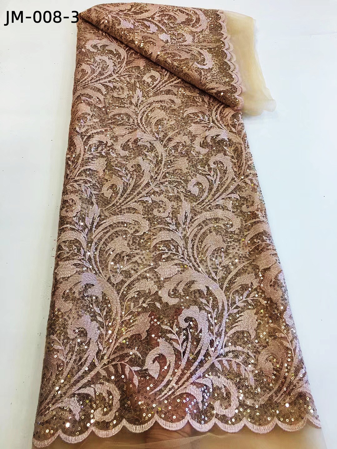 African Lace Fabric Sequins Feather Design French Tulle Mesh Fabric Sewing Nigerian Wedding Dress Material by 180*43.2inches