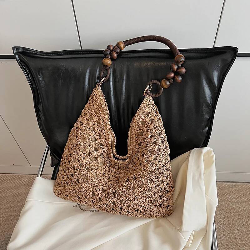 Autumn New Women s Shoulder Bag New Large Capacity Women s Woven Handbag Fashionable Grass Woven Bag Casual Commuting Bag Autumn New Designer Bag