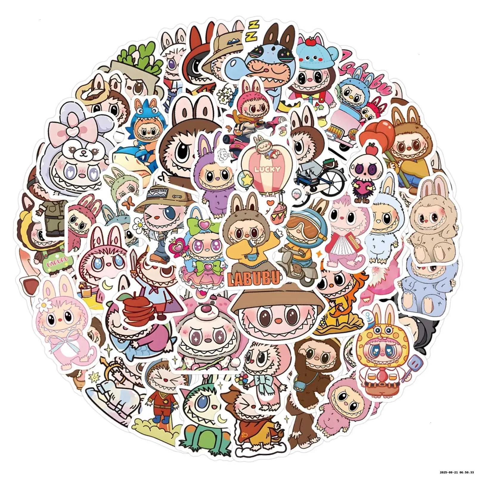 Labubu 50PCS Monster Cartoon Stickers Pack Cute Water Bottle Laptop Skateboard Scrapbook Anime Accessories-p