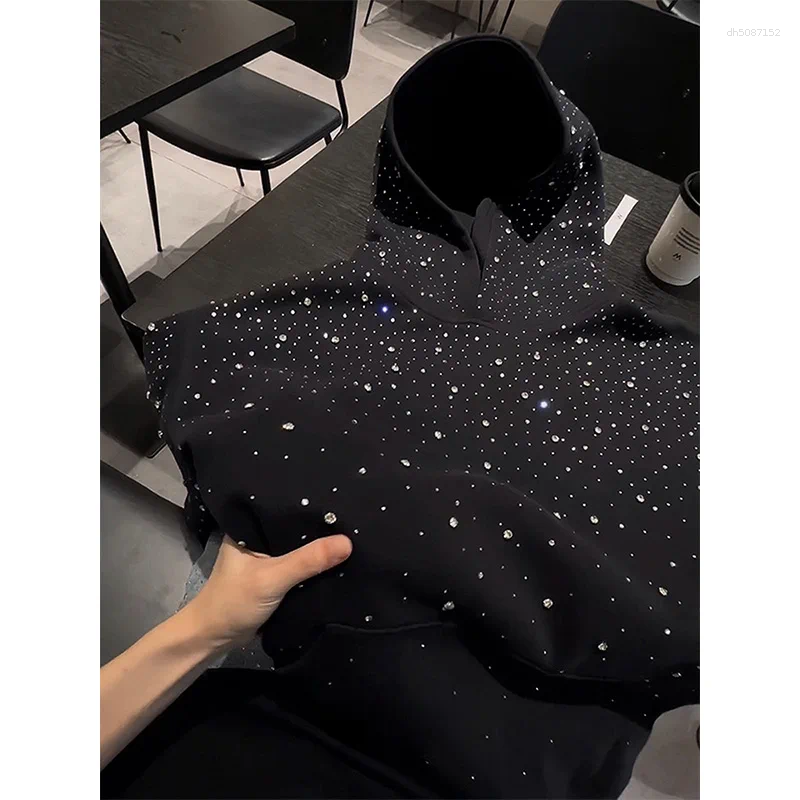 Men's Hoodies Heavy Du Oulder Padded Hoodie Sweatirt For Men And Women Spring Autumn Design High Street K Star Rhinestone Couple J...