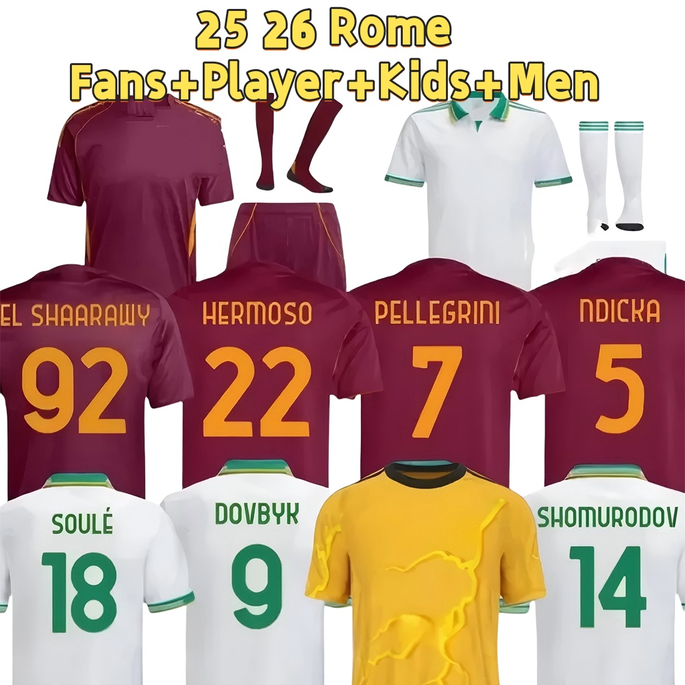 25 26 soccer jersey football shirt ROMA ABRAHAM PAREDES DYBALA MANCINI E,LE FEE ZALEWSKI EL SHAARAWN ROME men kids Players fans