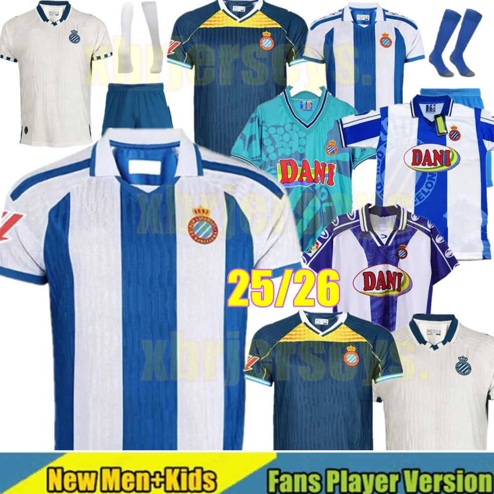 2025 2026 Espanyol Soccer Jerseys DANI JARQUE Retro 1998 Football Shirts S.GOMEZ EL HILALI CABRERA A.TEJERO SANCHEZ C.ROMERO GRAGERA PUADO 25 26 Men Uniforms Kits