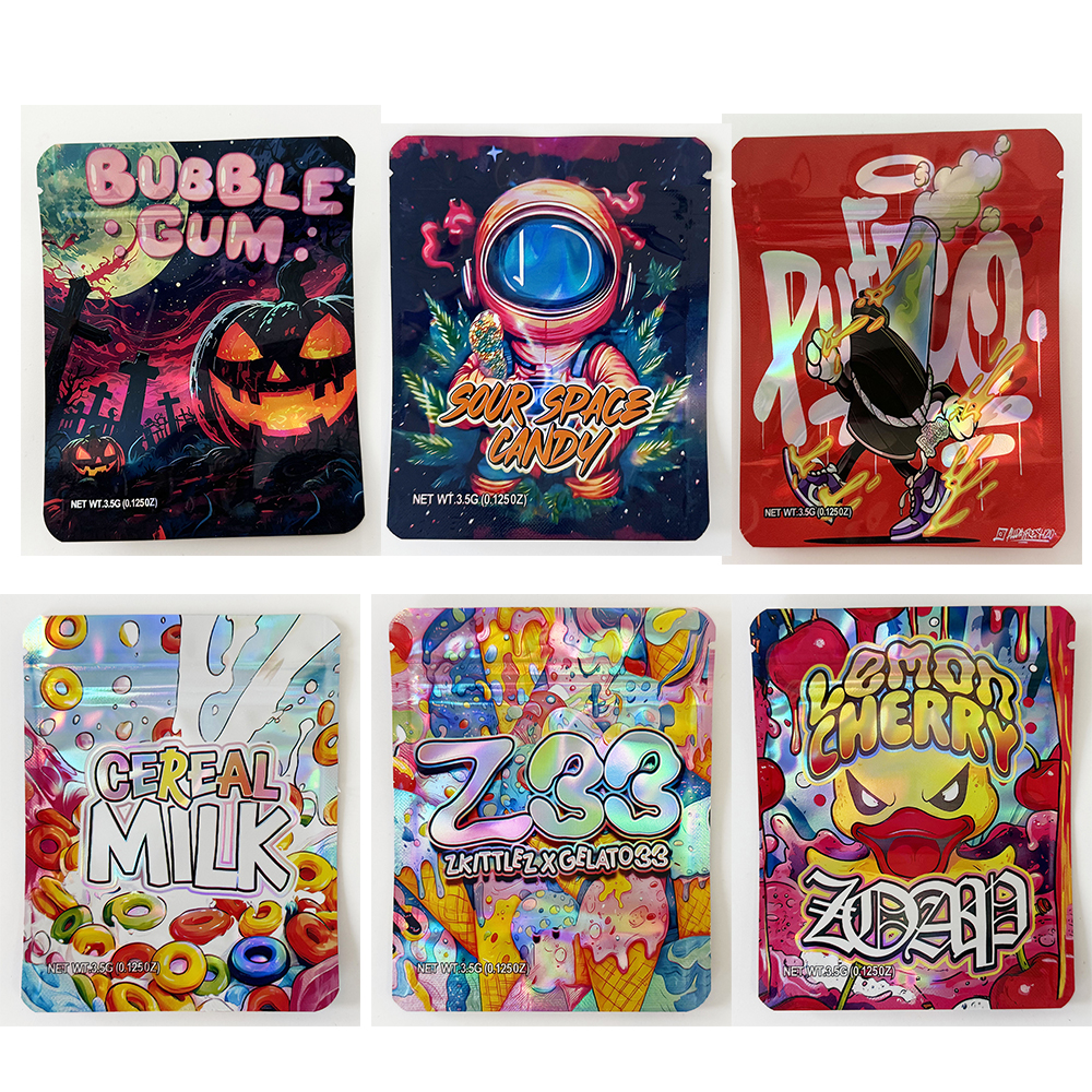 New Designs Cartoon Cake Milk Mylar Bags 3.5g Smell Proof Pouch Soft Touch Empty Zip Lock 3.5 Plastic Package Pouches Storage Packagng Candy case