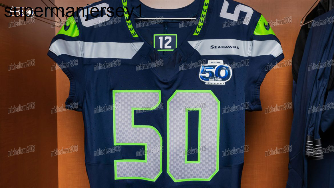 Cooper Kupp Jaxon Smith-Njigba Seattles Seahawkss 50th Patch Football Jersey Devon Witherspoon Kenneth Walker Geno Smith Tyler Lockett Bobby Wagner Lynch Largent
