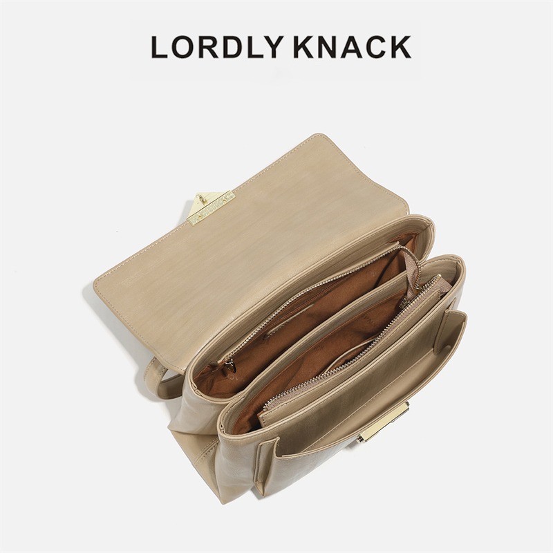 LORDLY KNACK designer bag light luxury genuine leather casual flap bag high-quality vintage large capacity tote bag for woman