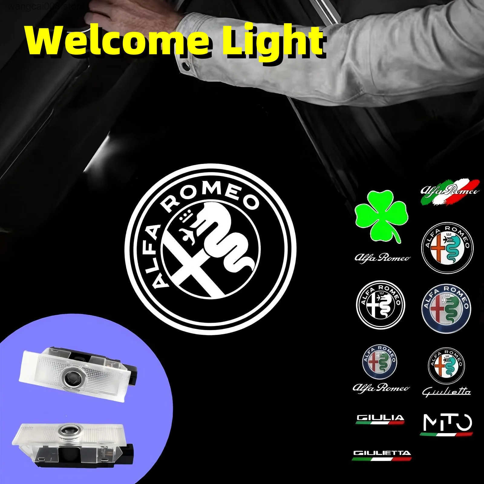 2PCS For Alfa Romeo LED Car Door Welcome Light Laser Projector Emblem 159 166 GT Mito Stelvio Brera Spider Giulietta Giulia S250821