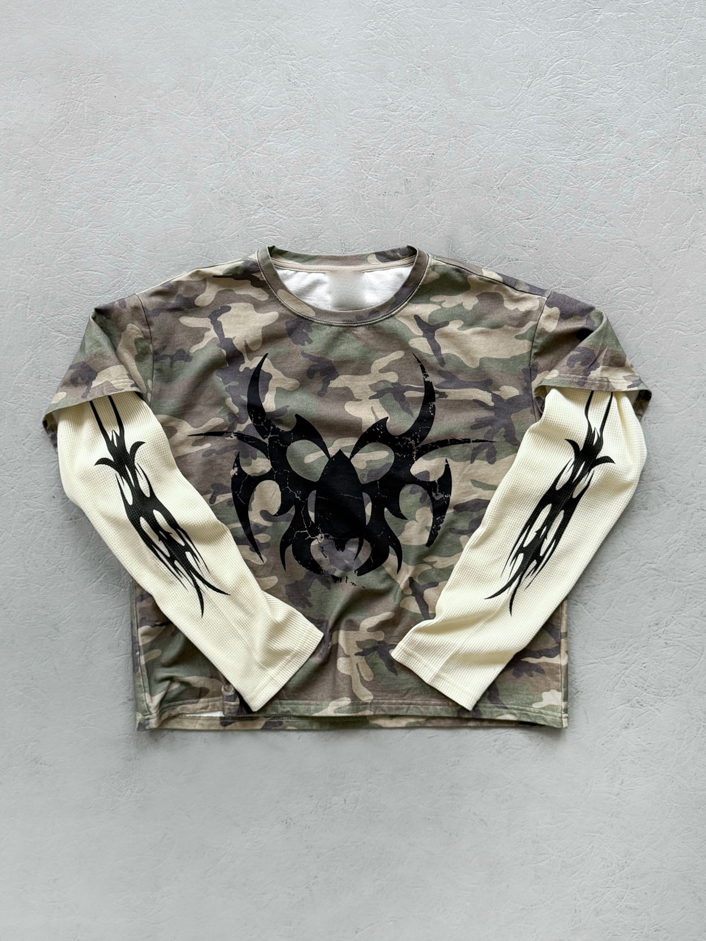 Men's T Shirts 2025 Street Hip-hop Fashion Camouflage Retro Loose Long Sleeve Men Harajuku Punk Goth Casual Oversized Top Women