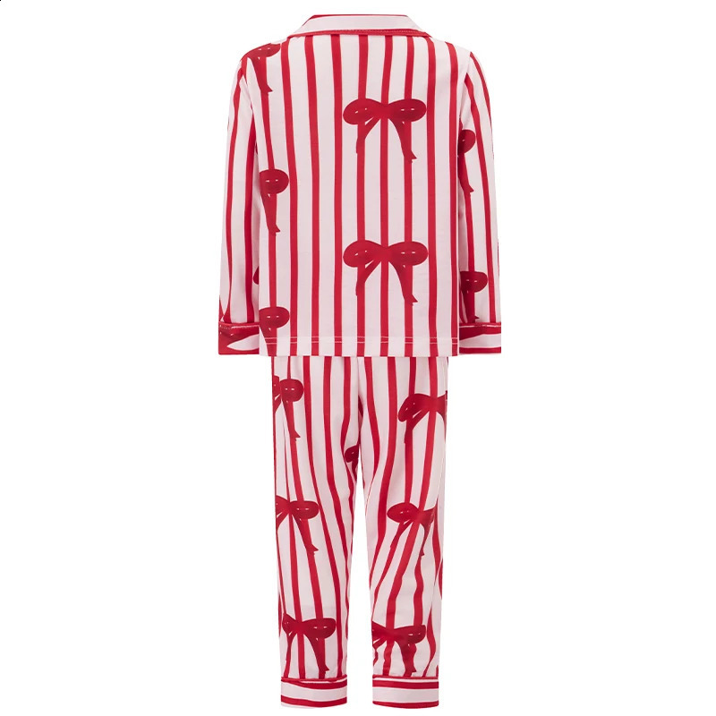 Mommy and Me Matching Christmas Pajamas Womens Daughter Girls Bow Striped Print Satin Xmas 2 Piece Pjs Set Family Sleepwear 250820