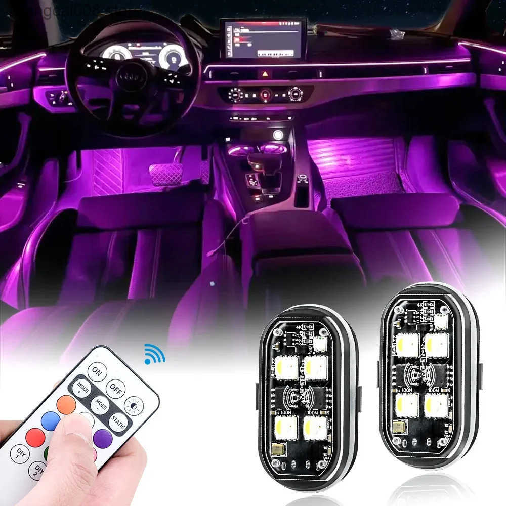 2/4pcs Wireless LED Strobe Lights Car Decor Atmosphere Light 8 Colors Rechargeable Led Lights Anti-Collision LED Warning Light S250821