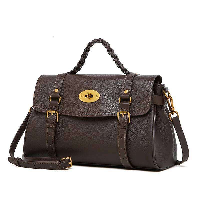 Real Leather Messenger Cowhide Hand Shoulder Crossbody Tote Bag Women S Winter New Commuter Briefcase Brand Designer