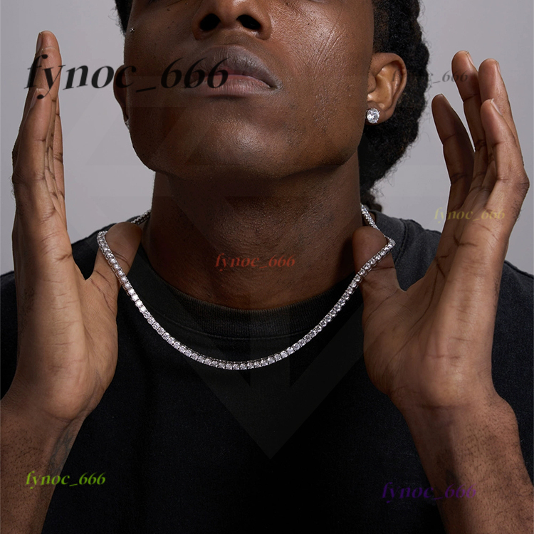 Custom Hiphop VVS Moissanite Diamond Necklace S925 Sterling Silver 2mm-6.5mm Tennis Chains