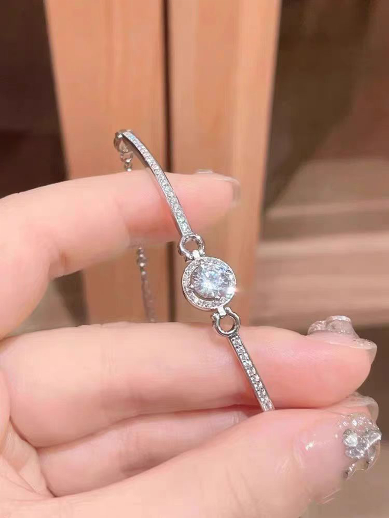 MT Adjustable Sterling Silver Bracelet with D VVS1 1ct Moissanite Pendants Setting, Moissanite bracelets Diamond-Alternative Gift for Women with Certi