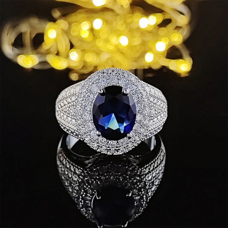 Classic Design Royal Blue Gemstone Cocktail Ring Ideal Gift for Special Occasions
