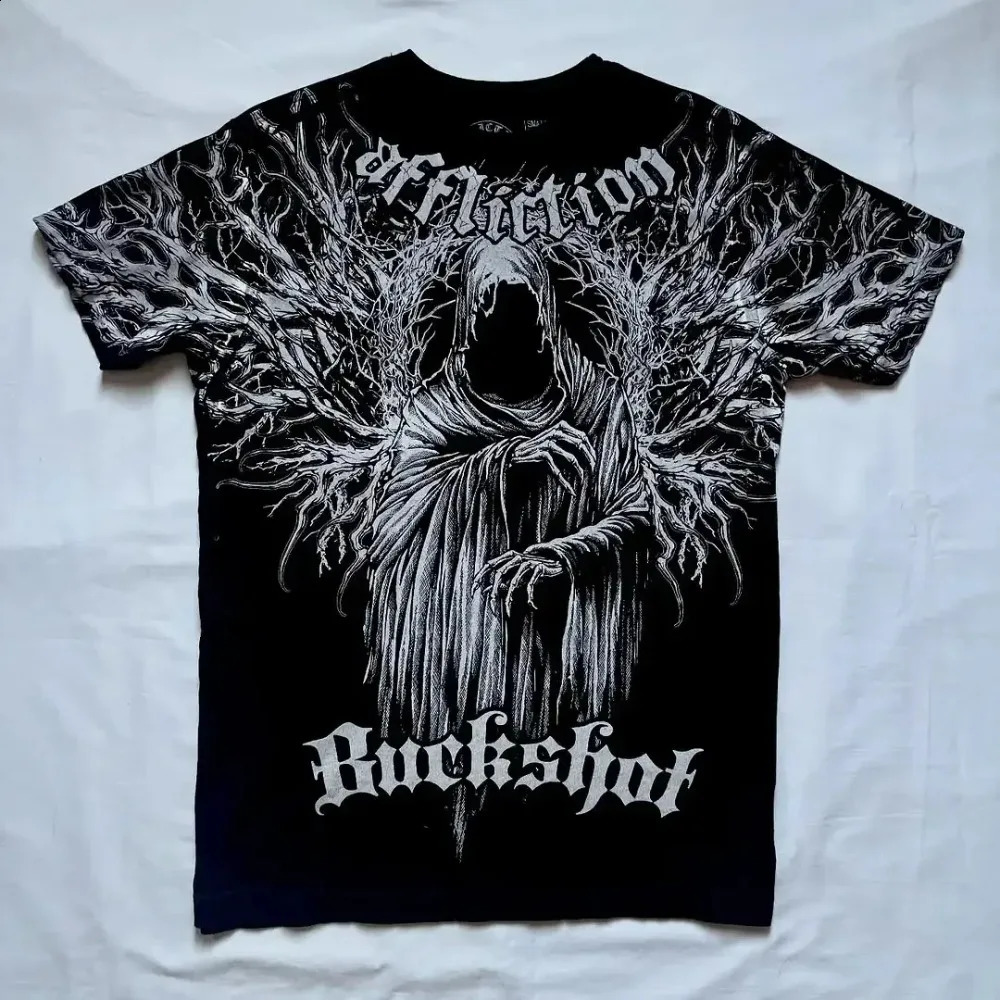 American retro black short sleeved Tshirt for men 3D printed Harajuku hiphop goth Y2K summer 2025 250820