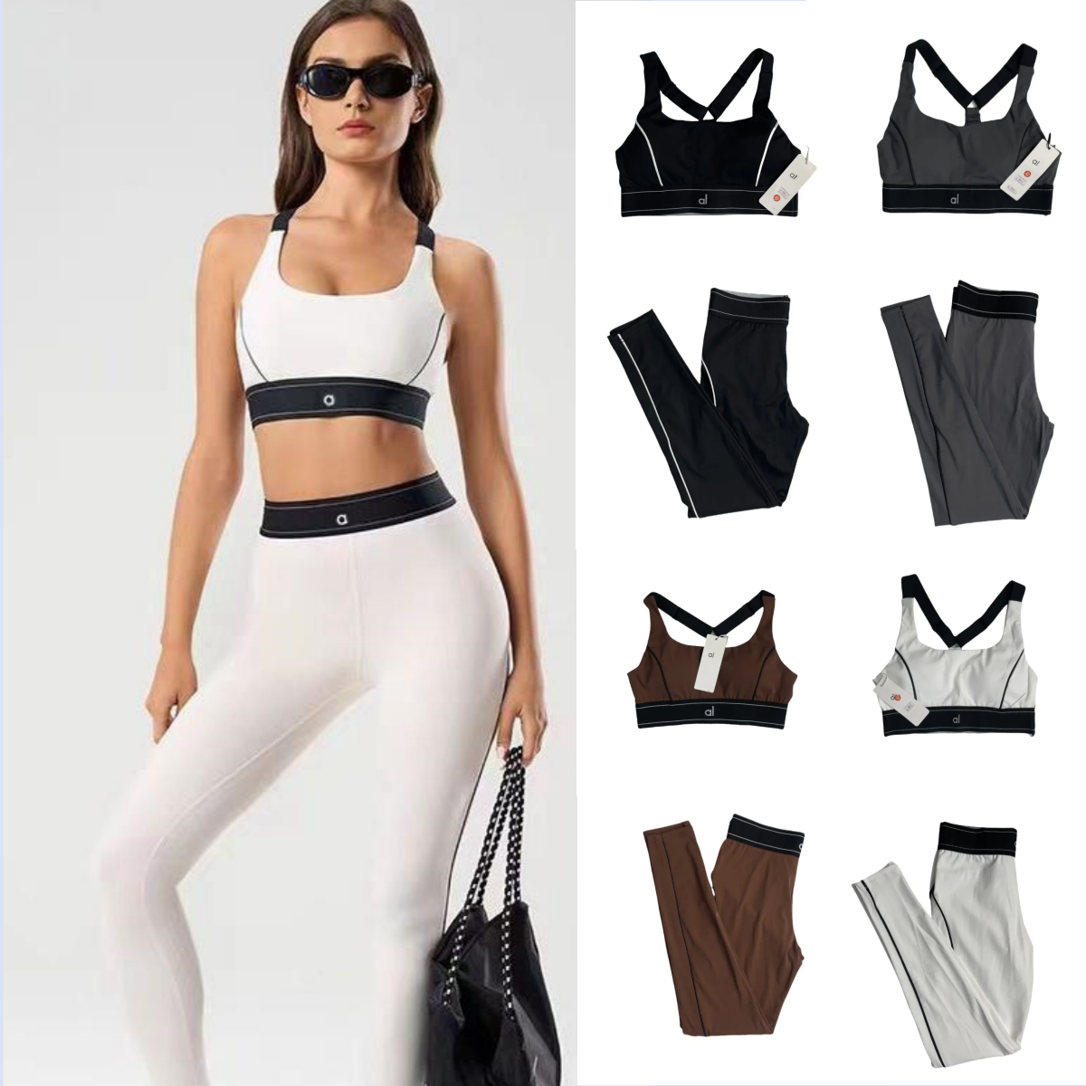New Styles Women Cloths Yoga Sets Push Up Fitness Hotty Biker Leggings Sports Bra High Waist Elastic Sportswear Outfits Gym Suits Workout Aloness woman clothes sets