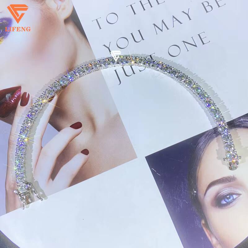 Fine Jewelry High Quality 925 Sterling Silver Necklace 5MM Iced Out VVS Moissanite Diamond Rose Gold Plated Hip Hop Tennis Chain