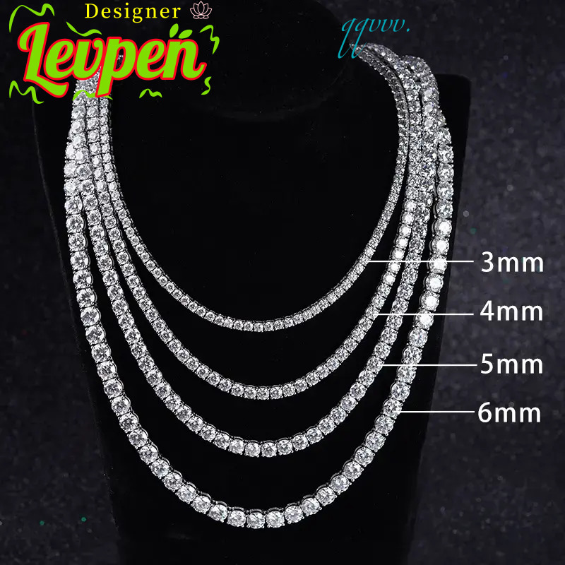 Designer LevpeFine Jewelry Moissanite Tennis Chain Pass Diamond Tester Round Cut VVS Moissanite Stone Tennis Necklace 925 Sterling Silver OACOCANeckla