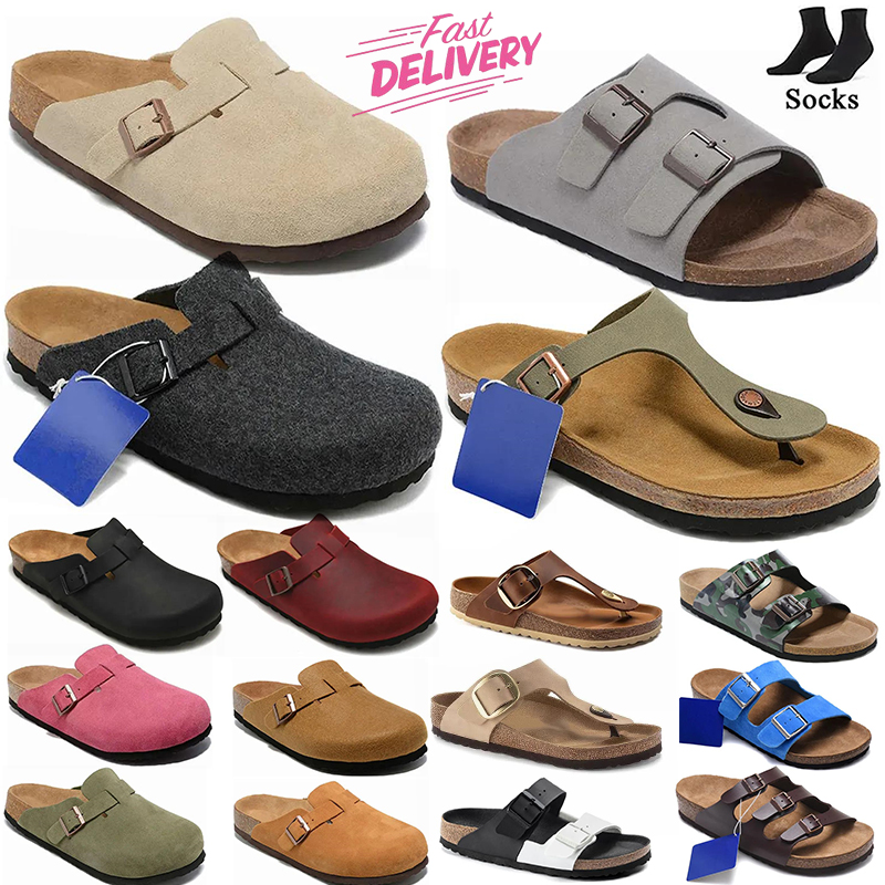 designer slippers mens womens mules Cork Flat Sole Soft Footed Flip Flops Fur Slides Arizona BirkanStocks Sandals