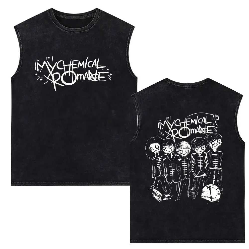 My Chemical Romance Vintage Washed Tank Tops Men Women Retro Punk Emo Rock Band Sleeveless Vest T Shirts Mens Oversized T-shirt X250821