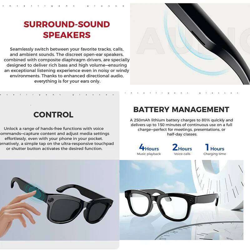 Meta Glasses New Men Women Al Voice HD Camera Audio Recording Translation Horizontal Anti-Blue Light Bluetooth Call Smartglasses