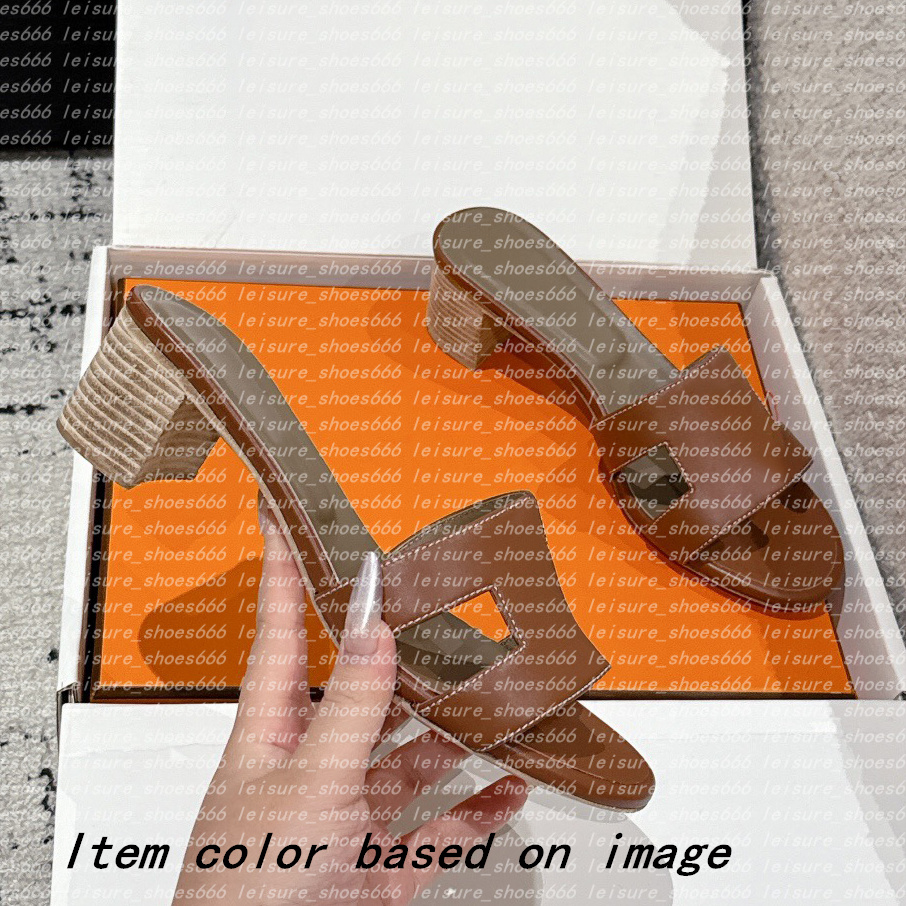 Womens Slippers Low Heel Designer Sandals Black High Quality Low Heel Calf Leather Summer Beach Slippers