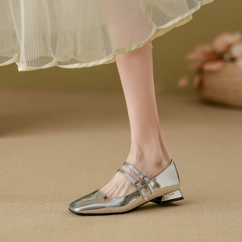 YUANLITONG Elegant Dark Brown Square Toe Mary Jane Flats With Double Buckle Straps For A Retro Chic And Timeless Charm Look 2026