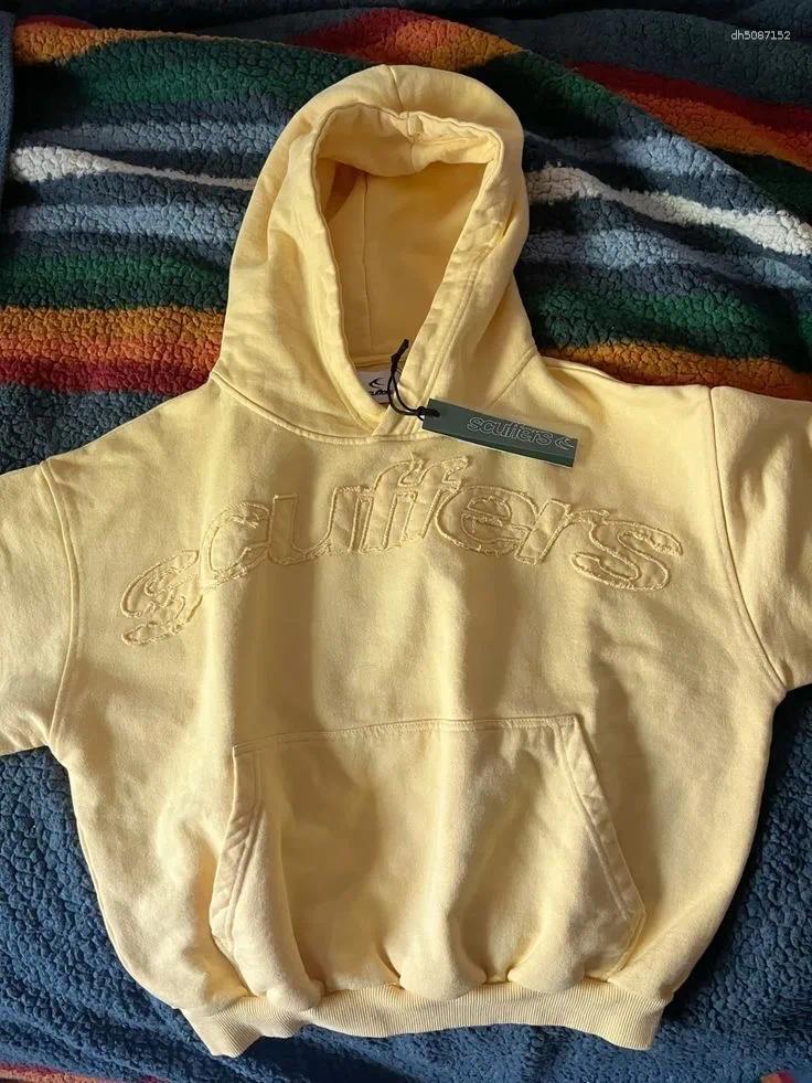 Men's Hoodies Simple Fresh Style Yellow Loose Sweatshirts Korean Harajuku Casual Cotton Comfort Fashion Long-Sleeves Anime