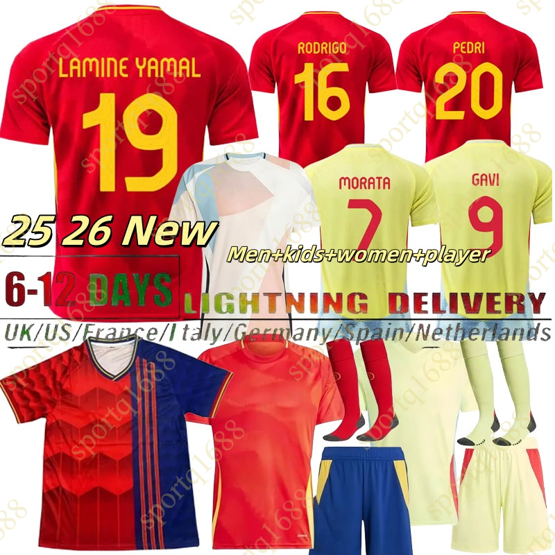 EURO SPAINS 25 26 Soccer Jerseys PEDRI GAVI LAMINE YAMAL MORATA Carvajal OLMO ASENSIO FERRAN RODRIGO Jersey 24 25 26 Football Shirts SPANISH Men Kid Kit Fan Player