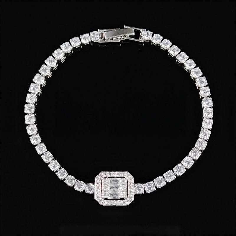 Ladies' Multicolor Diamond Accent Bracelet - Hollow Design Available in Blue/Green/Red