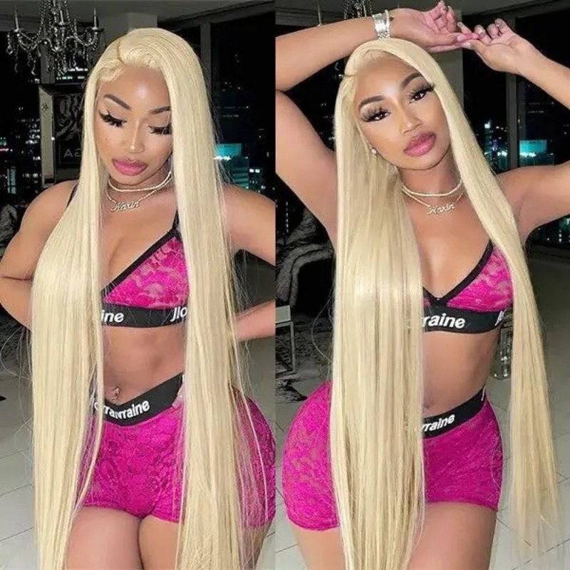613 HD Lace Frontal Wig Blonde High Density HD Transparen Colored Straight Human Hair Wigs 13x4 HD Lace Frontal Wear And Go Wig For Black Women