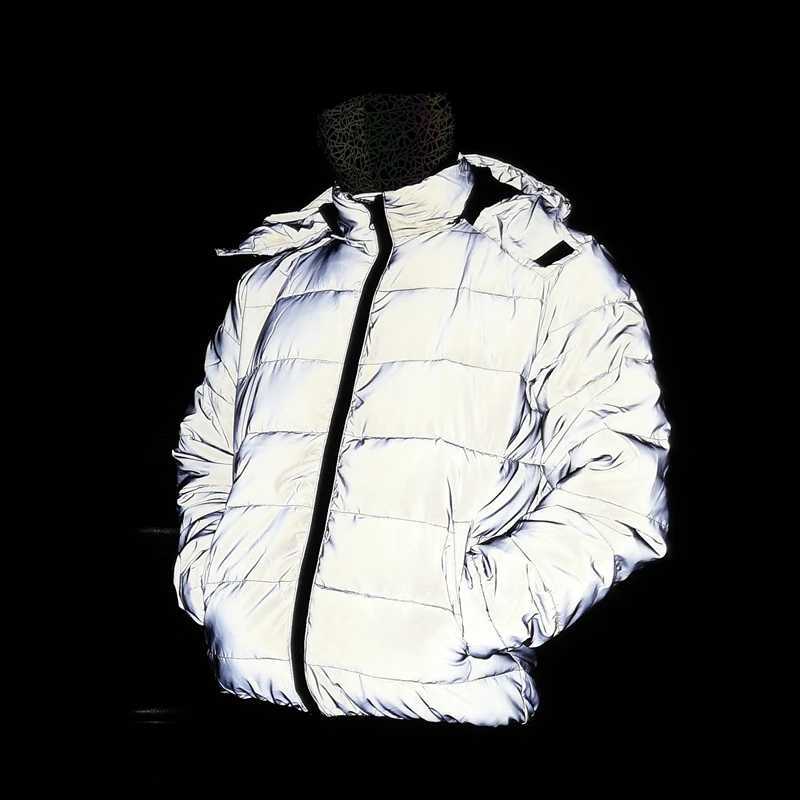 Drop Shipping Reflective Winter Jacket Men Women Warm Coat Casual Parka Detachable Hooded Jackets Night Road Safety Outerwear X250821