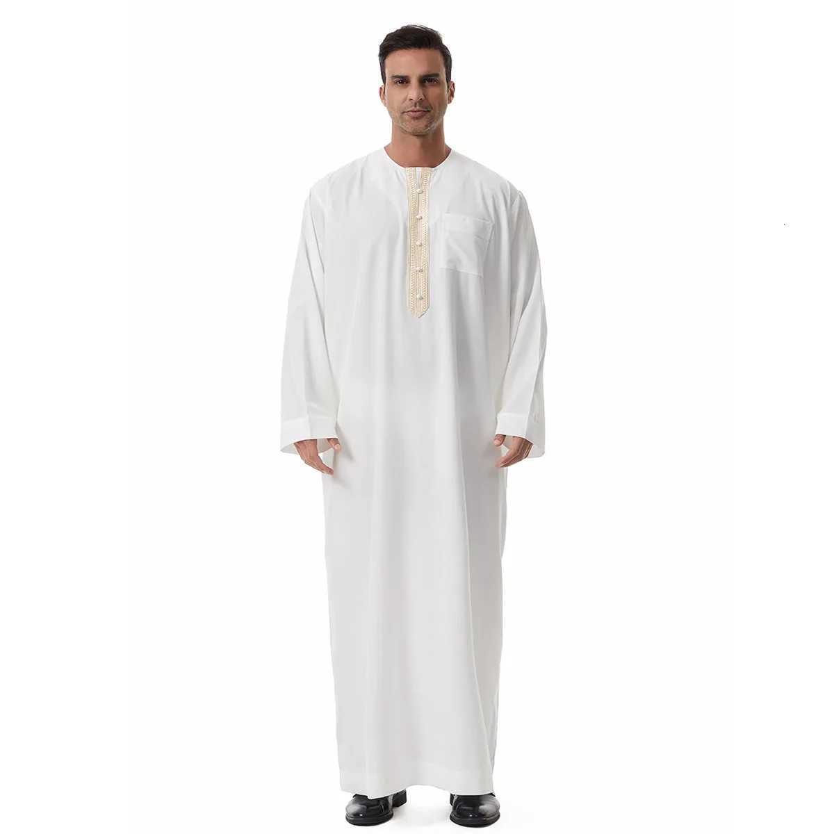 Eid Thobes for Men Saudi Arabic Robe Long Sleeve Muslim Men Clothing Turkey Kaftan Jubba Thobe Caftan Djellaba Fah Dishdasha X250821