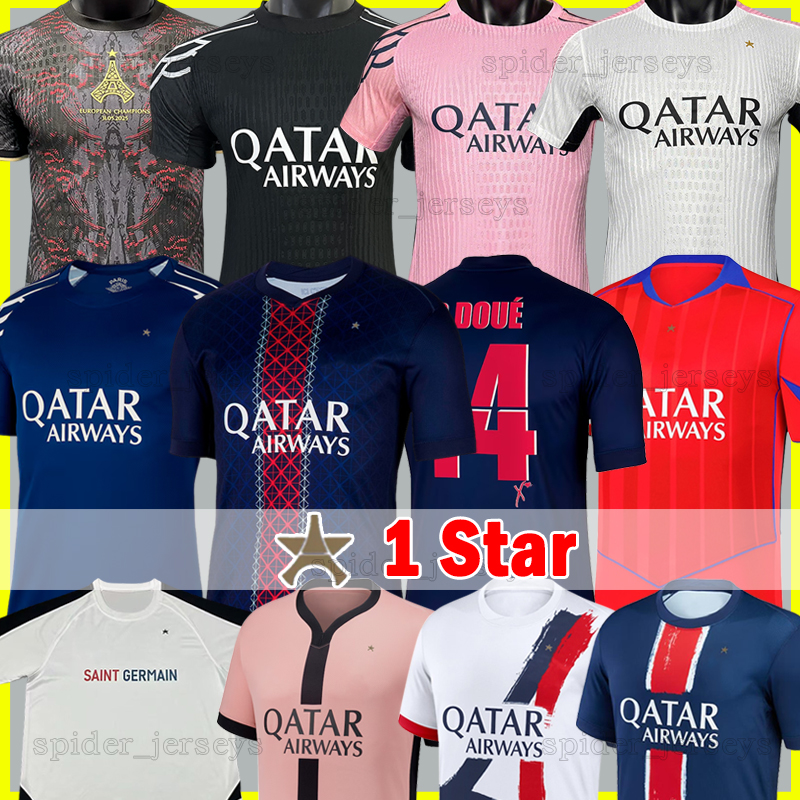 XXXL 4XL 2024 2025 D.DOUE PSGES 1 Star Soccer Jerseys O.DEMBELE KVARATSKHELIA JOAO NEVES 24 25 26 BARCOLA HAKIMI Goalkeeper Player Version Men Uniforms Kids Kits Sets