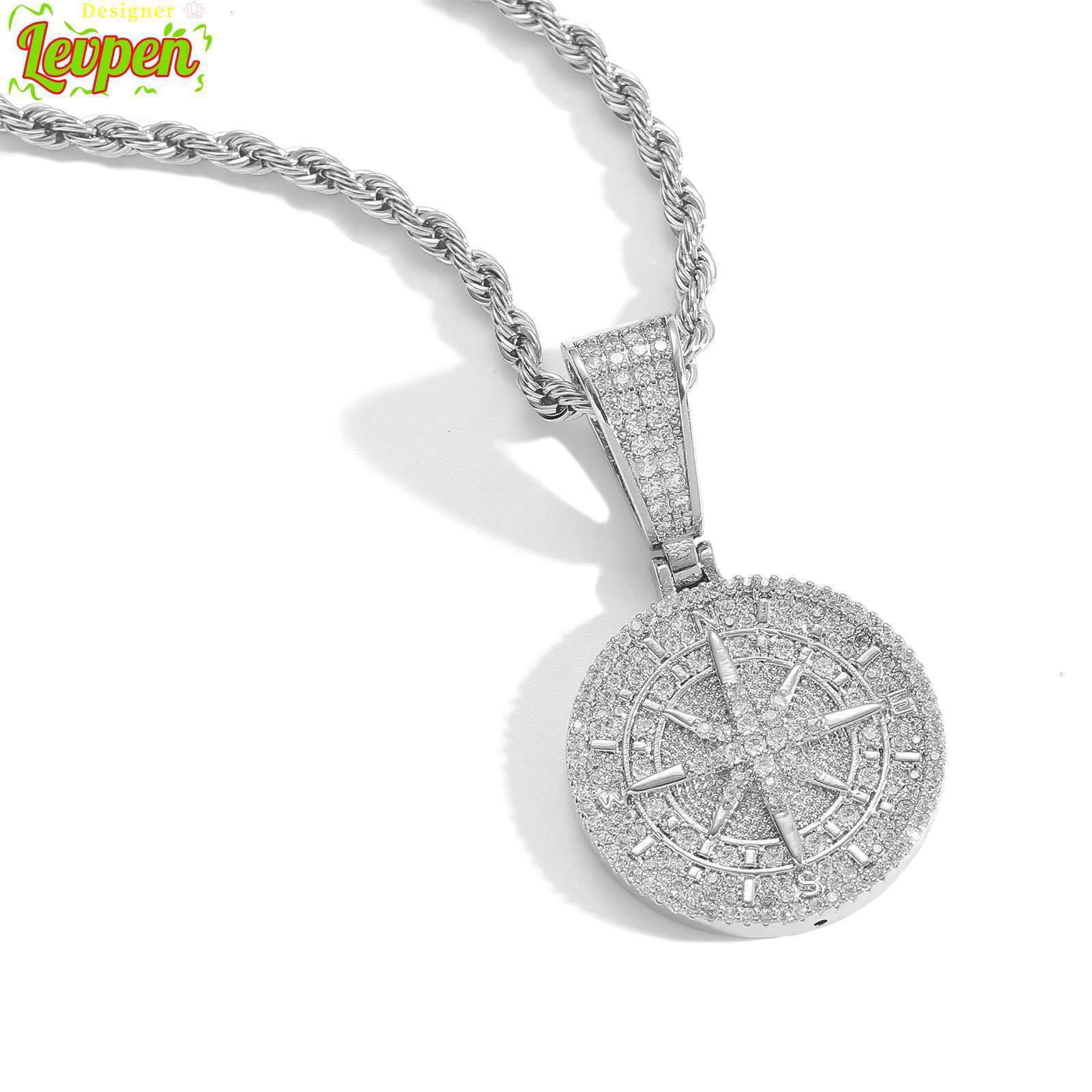 Designer LevpeIced Hip Hop Out Moissanite Diamond Compass Pendant Necklace for Men and Women Pendant Fashion Jewelry OACOCANecklace