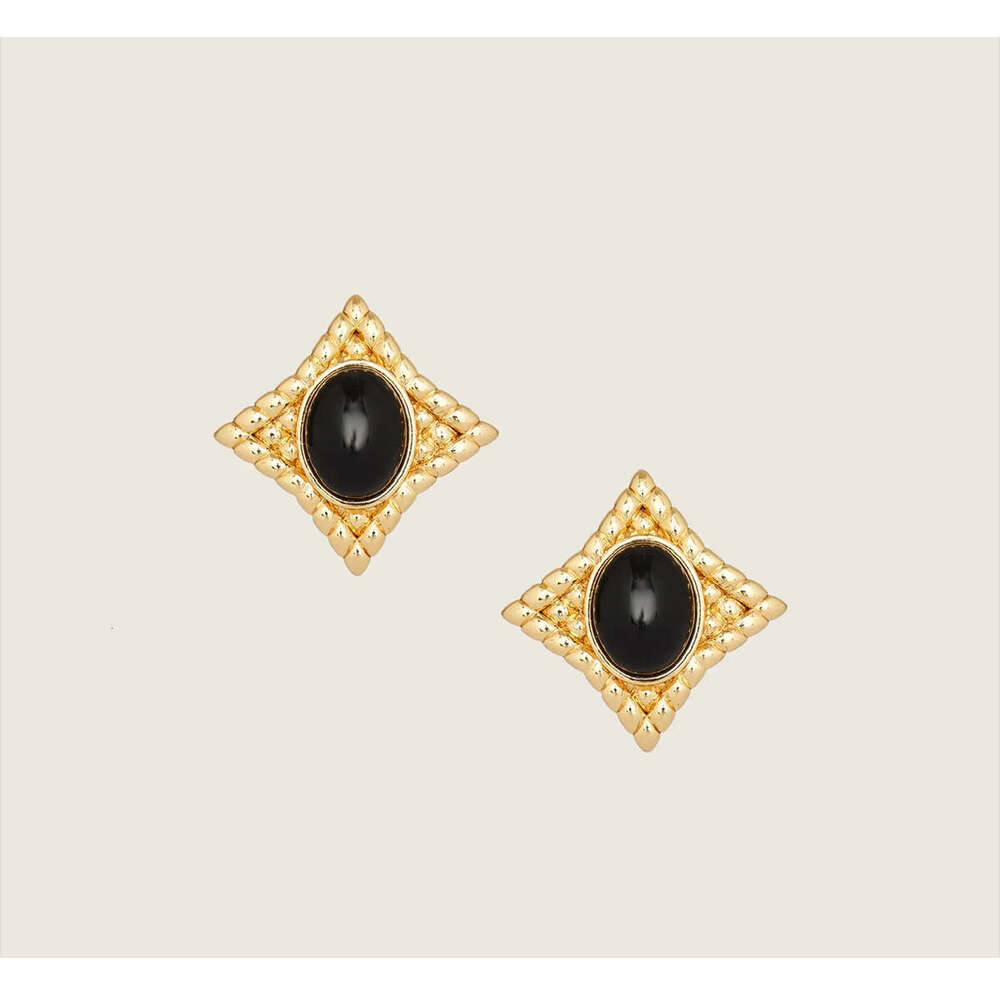 DHpet Zhong Chuxi and Cai Wenjing Same Style Dia Black Agate for Women, Light High-end Design Fashion Personality Earrings H260202