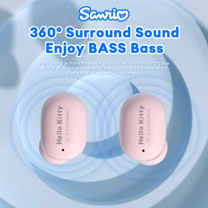 Sanrio Hello Kitty True Wireless Bluetooth Earphones In-Ear HX-15 High-Quality Music Earbuds Ultra-Long Battery Life Gaming Headset
